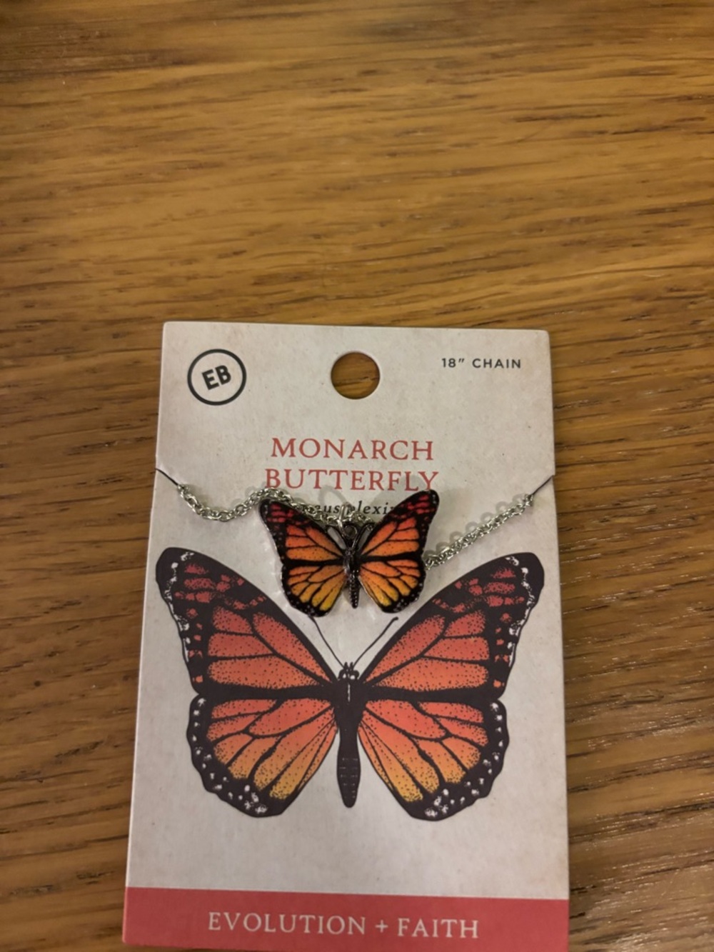 Earthbound Trading Company Monarch Butterfly Necklace pendant 18-inch chain NEW - Picture 5 of 7